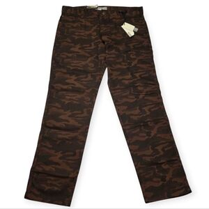 M-O Seven Jeans Brown Slim Straight Denim Camo Pants Casual Mens Large Size 38